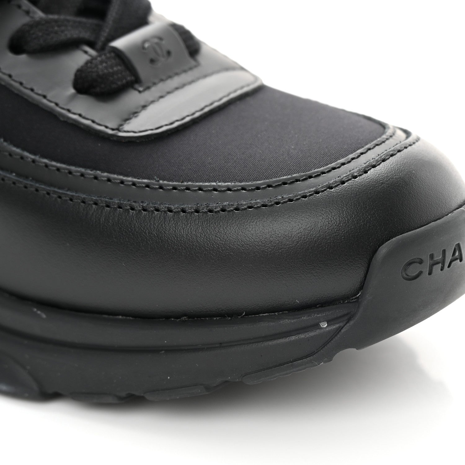 Chanel Fabric Calfskin Suede Mens CC Uniform Sneakers 41 Black 10 of 10