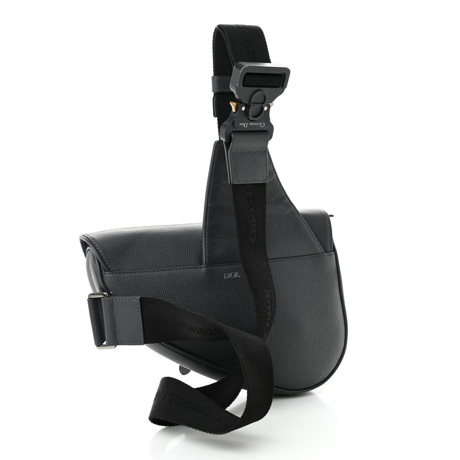 Christian Dior Calfskin Atelier Signature Print Mens Saddle Bag Grey 3 of 10