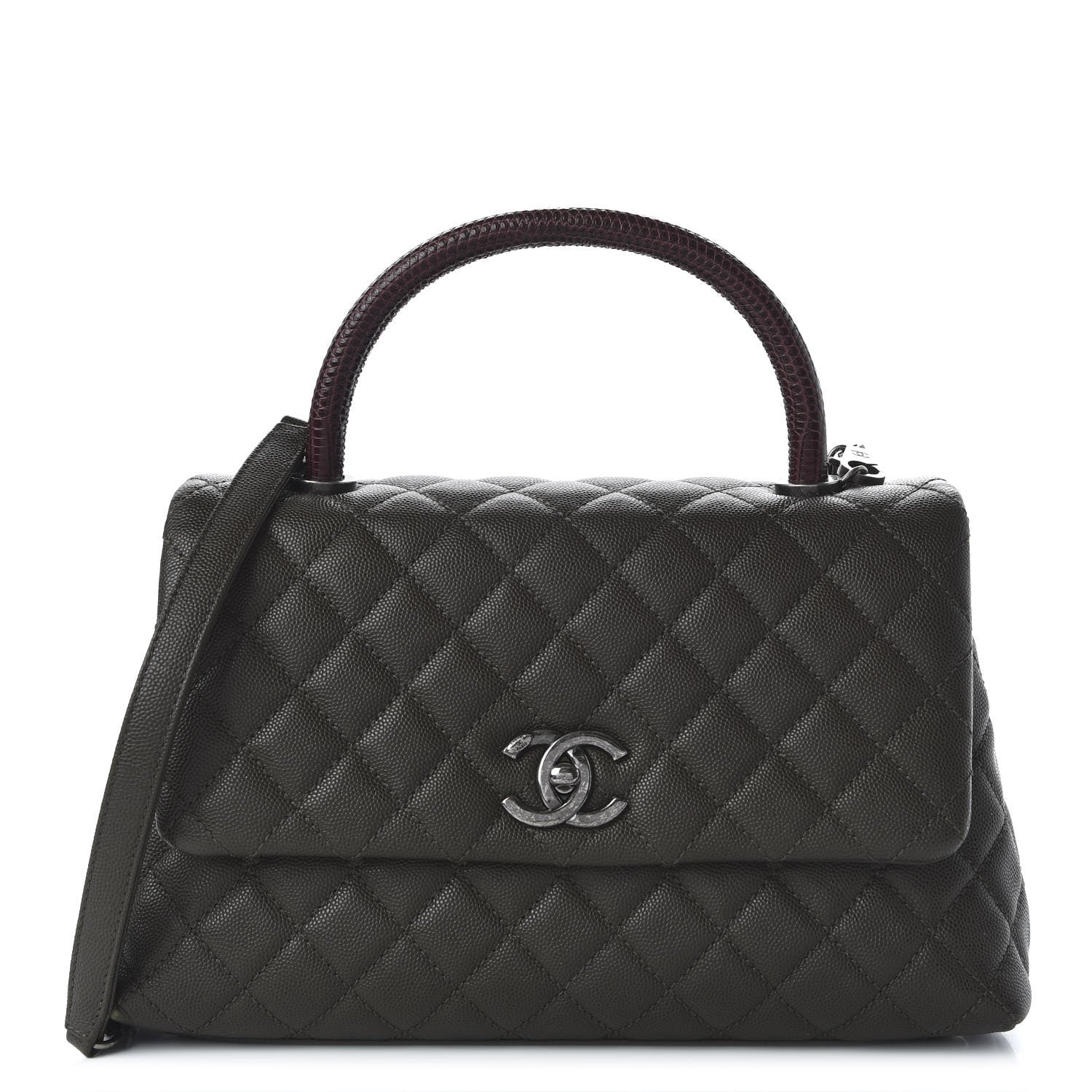 Chanel Caviar Lizard Quilted Small Coco Handle Flap Dark Grey 1 of 11