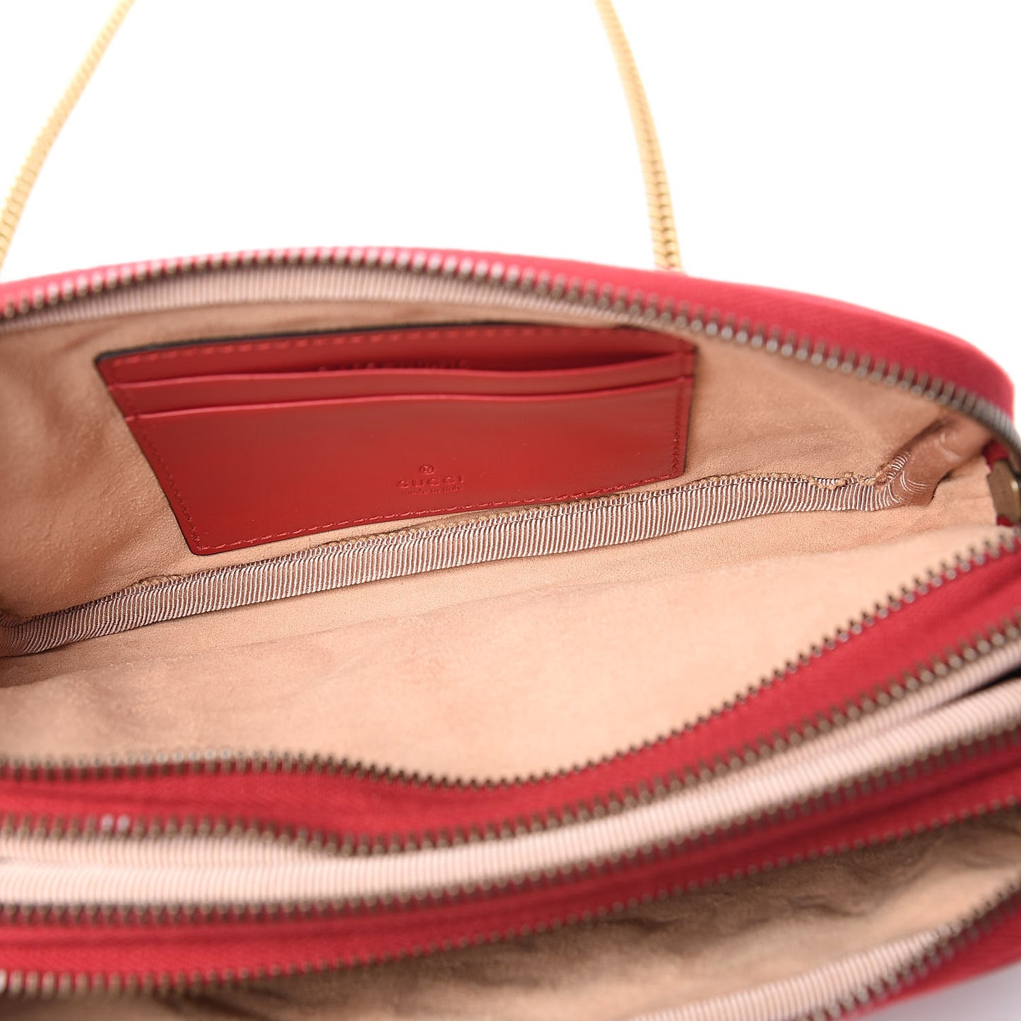 Calfskin Matelasse Mini GG Marmont Chain Crossbody Bag Hibiscus Red