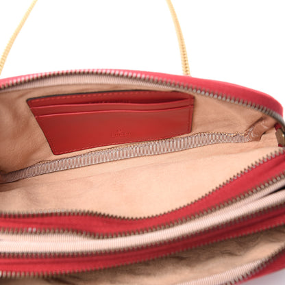 Gucci Calfskin Matelasse Mini GG Marmont Chain Crossbody Bag Hibiscus Red 5 of 13