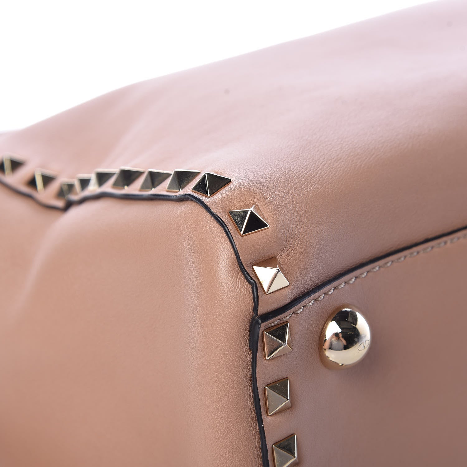 Valentino Garavani Calfskin Rockstud Top Handle Satchel Soft Noisette 12 of 14