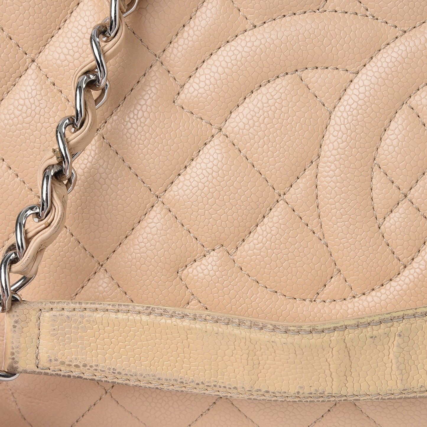 Caviar Quilted Grand Shopping Tote GST Beige Clair
