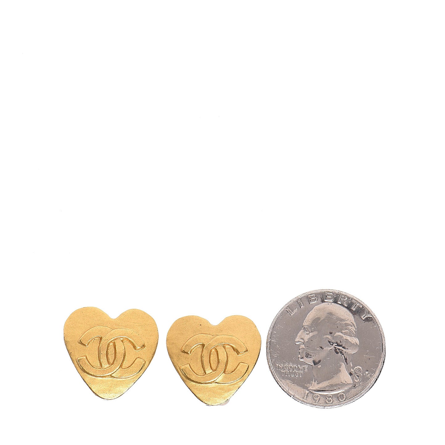 CC Heart Clip On Earrings Gold