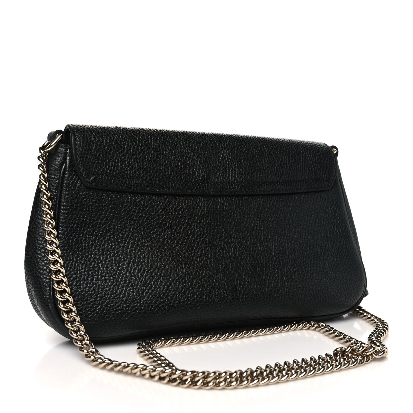 Pebbled Calfskin Medium Soho Flap Crossbody Black