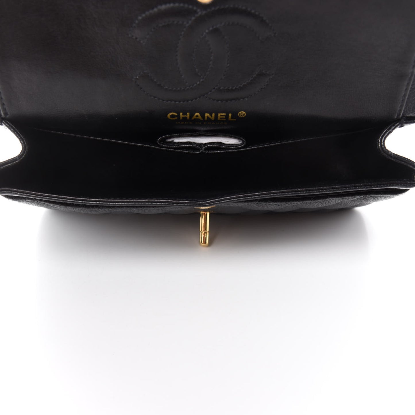 Caviar Quilted Small Double Flap Black
