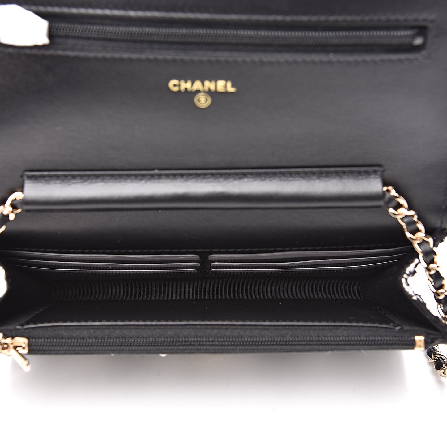 Tweed Quilted Wallet On Chain WOC Black Ecru White