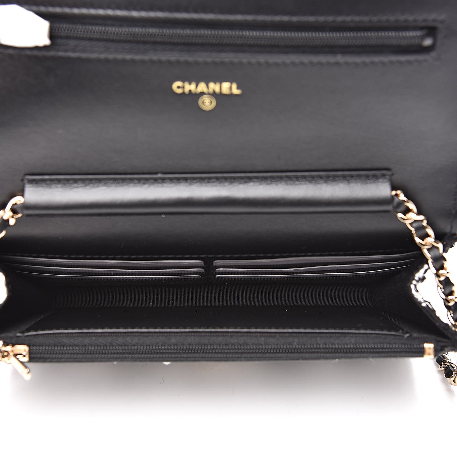 Chanel Tweed Quilted Wallet On Chain WOC Black Ecru White 5 of 11