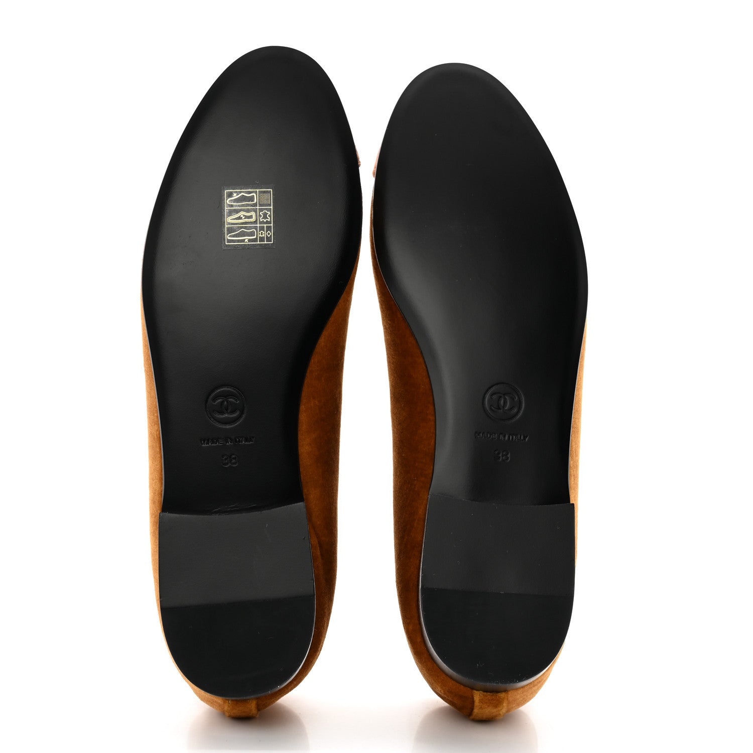 Chanel Velvet Cap Toe CC Ballerina Flats 38 Brown Light Brown 5 of 9