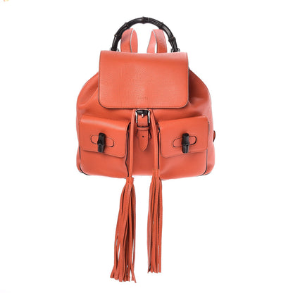 Gucci Cellarius Calfskin Medium Bamboo Backpack New Dark Orange 1 of 7