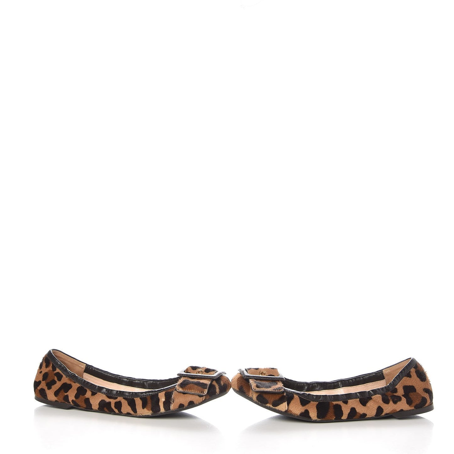 Calf Hair Leopard Print Buckle Ballet Flats 40