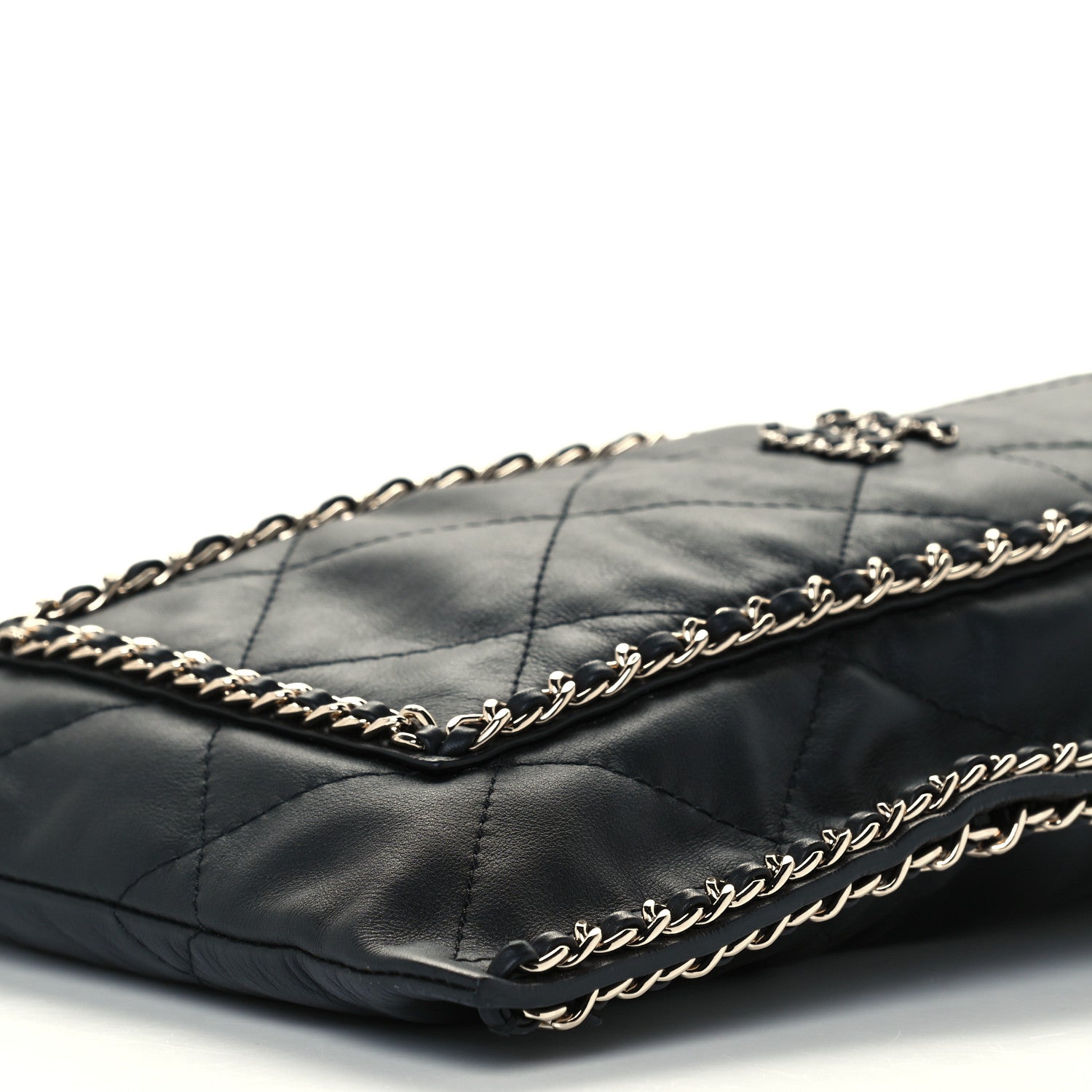 Chanel Calfskin Quilted Small Chain Flat Tote Black 9 of 9