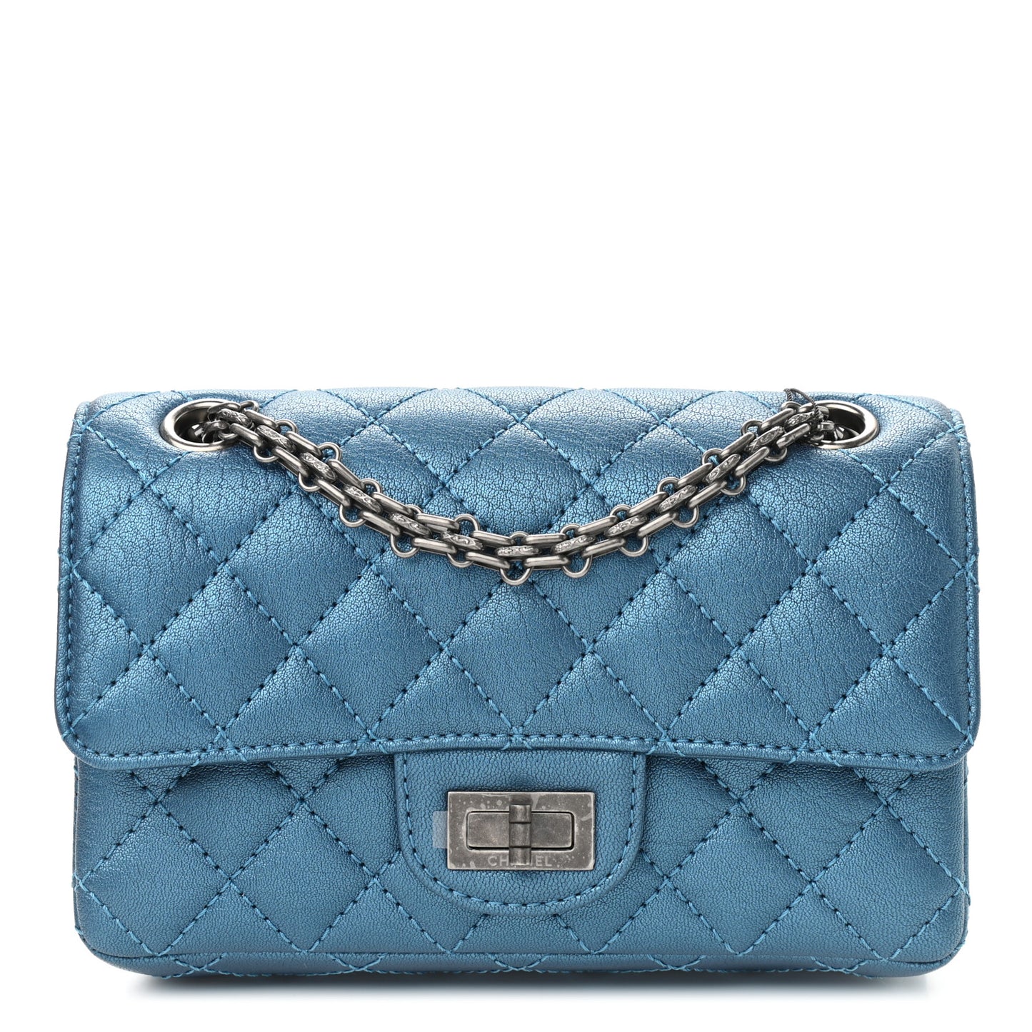Metallic Sheepskin Quilted 2.55 Reissue Mini Flap Blue