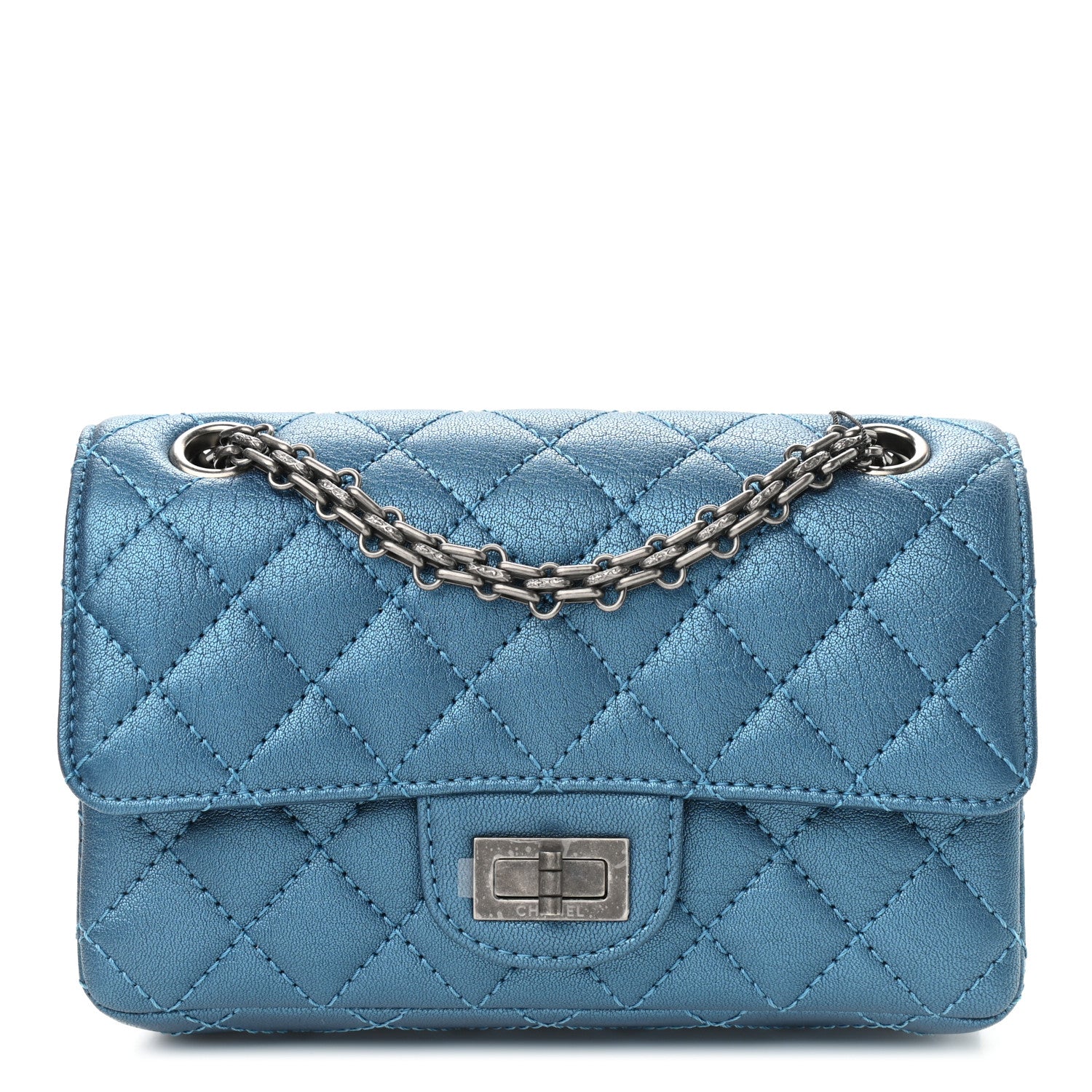 Chanel Metallic Sheepskin Quilted 2.55 Reissue Mini Flap Blue 1 of 9