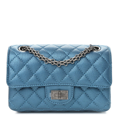 Chanel Metallic Sheepskin Quilted 2.55 Reissue Mini Flap Blue 1 of 9