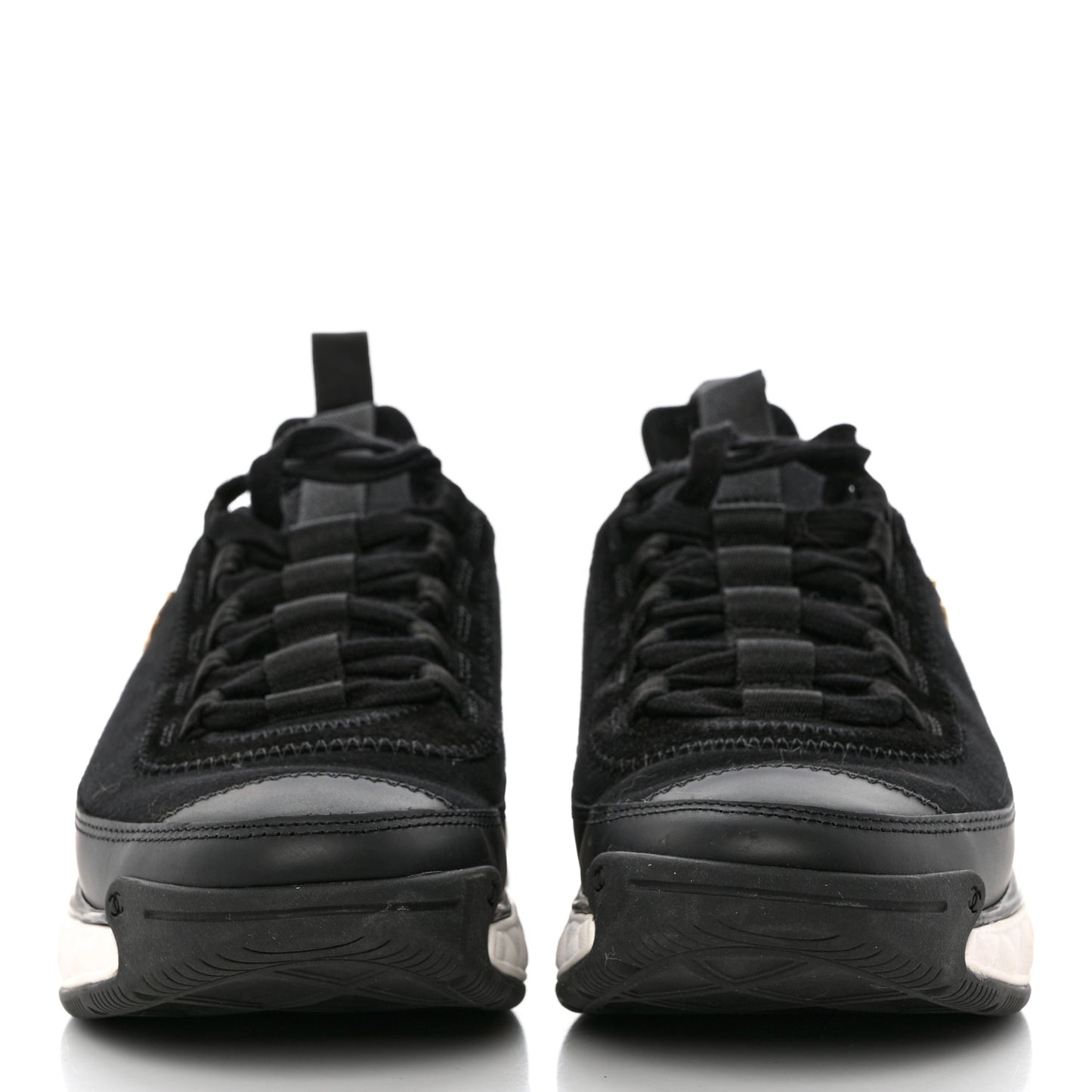 Velvet Calfskin Mixed Fibers CC Sneakers 37.5 Black