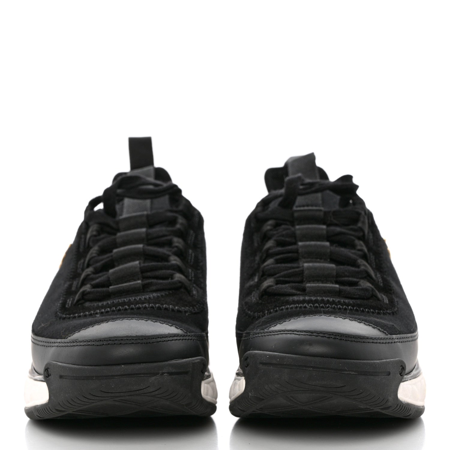 Chanel Velvet Calfskin Mixed Fibers CC Sneakers 37.5 Black 2 of 11