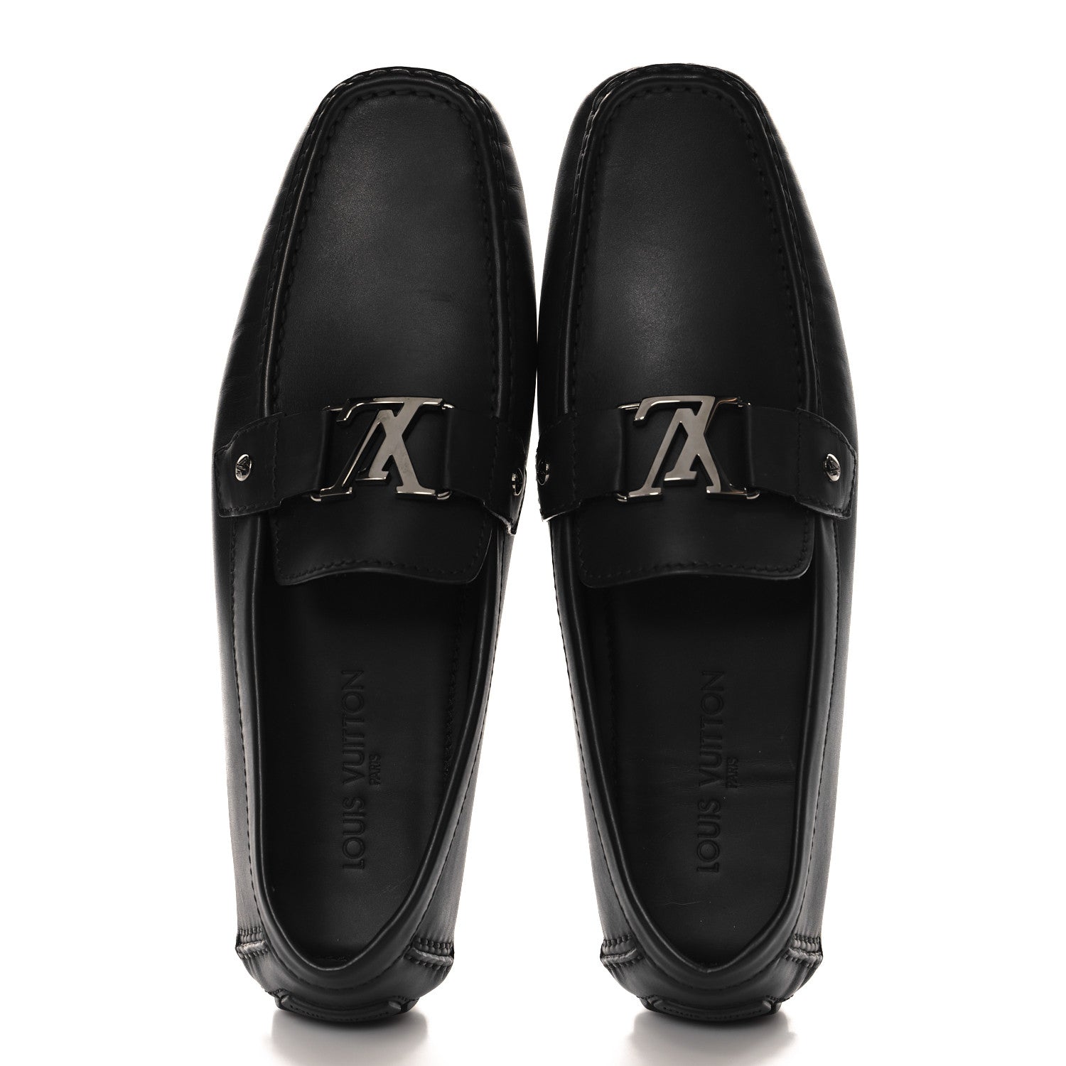 Louis Vuitton Calfskin Mens Monte Carlo Car Shoe Moccasin Loafers 10.5 Black 2 of 9