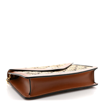 Celine Raffia Jacquard Calfskin Triomphe Wallet on Chain Natural Tan 4 of 11