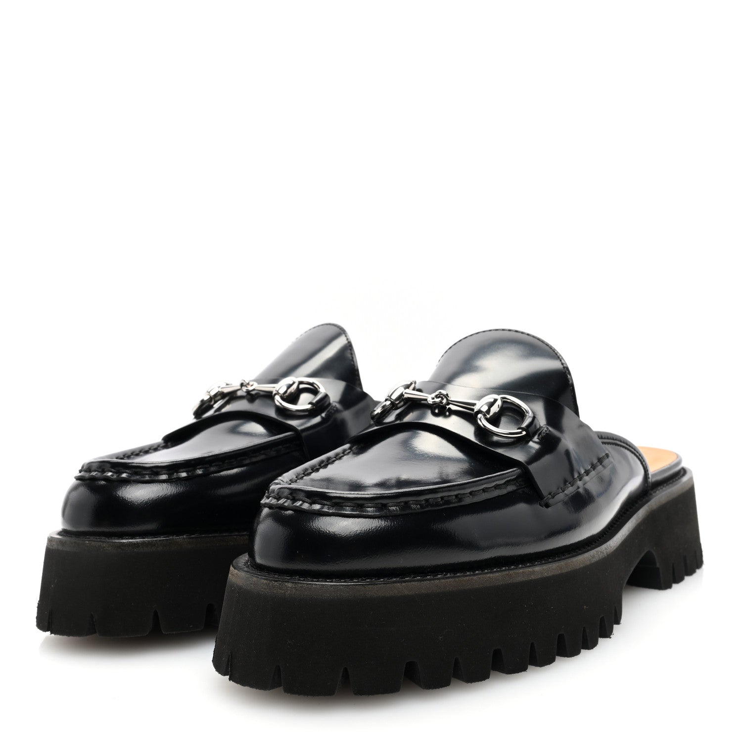 Gucci Magnum Calfskin Womens Horsebit Platform Mules 40.5 Black 2 of 7