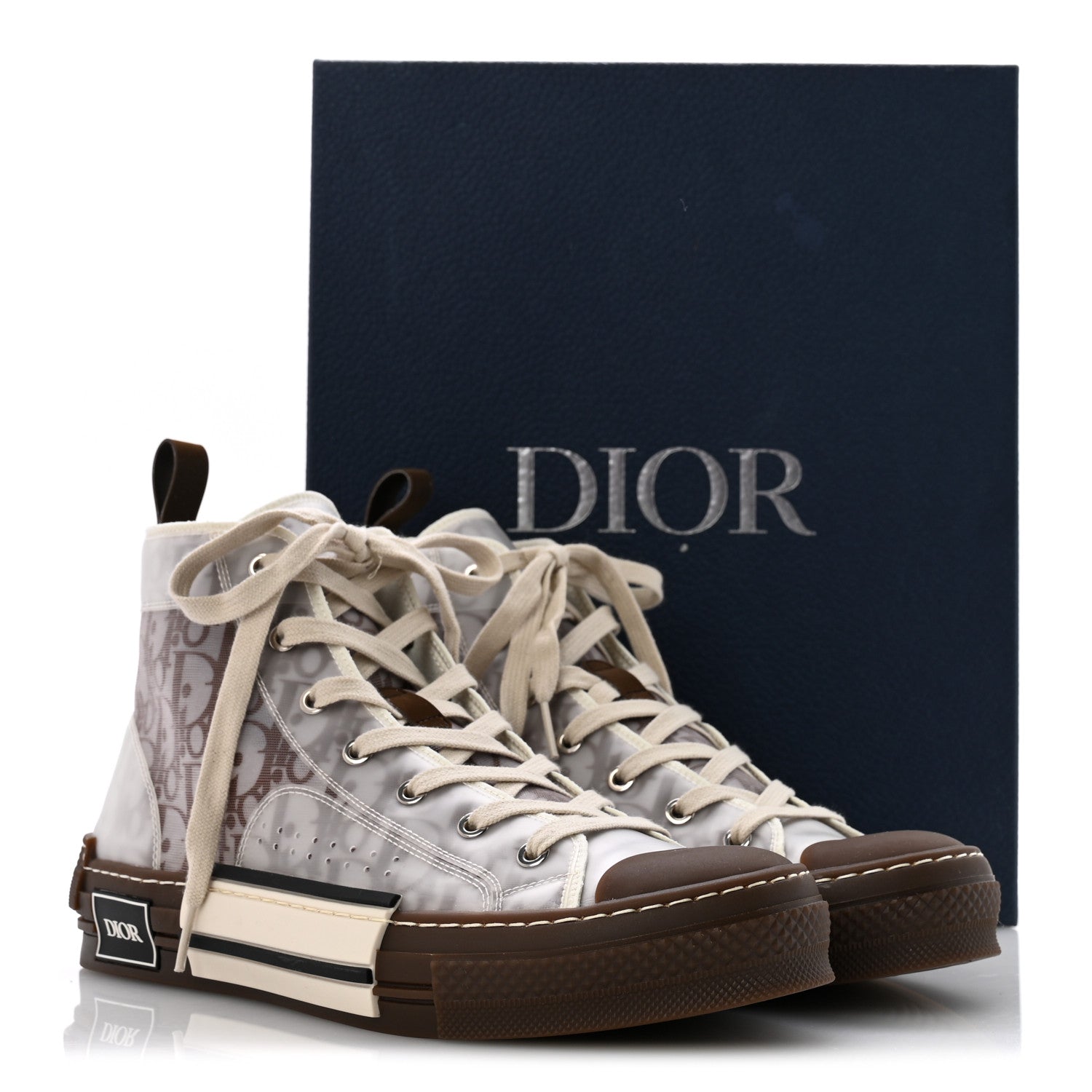 Christian Dior Technical Canvas Oblique Mens B23 High Top Sneakers 42 Brown Beige 10 of 10