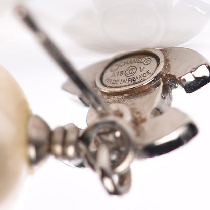 Chanel Crystal Pearl CC Drop Earrings Silver 4 of 5