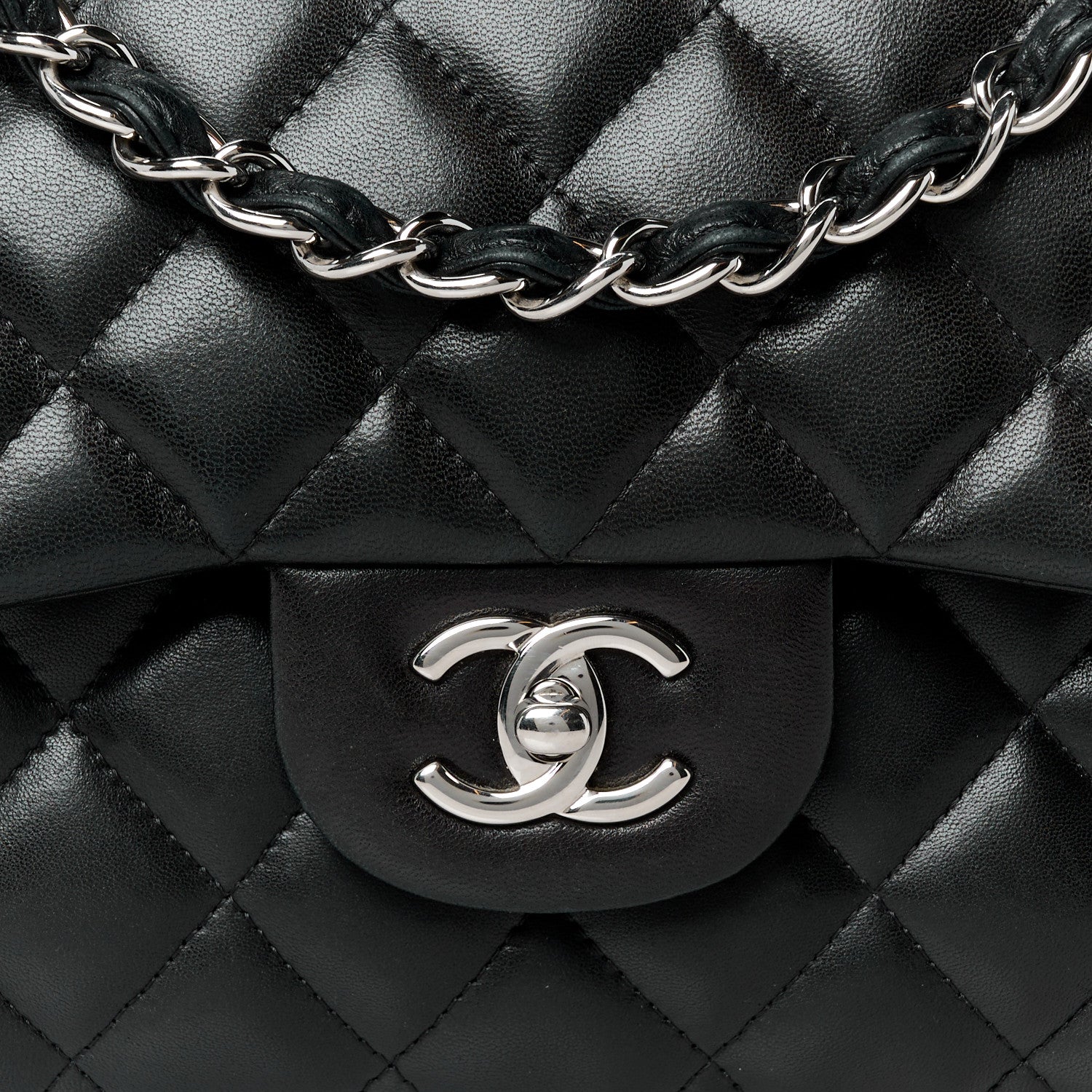 Chanel Lambskin Quilted Jumbo Double Flap Black 9 of 13