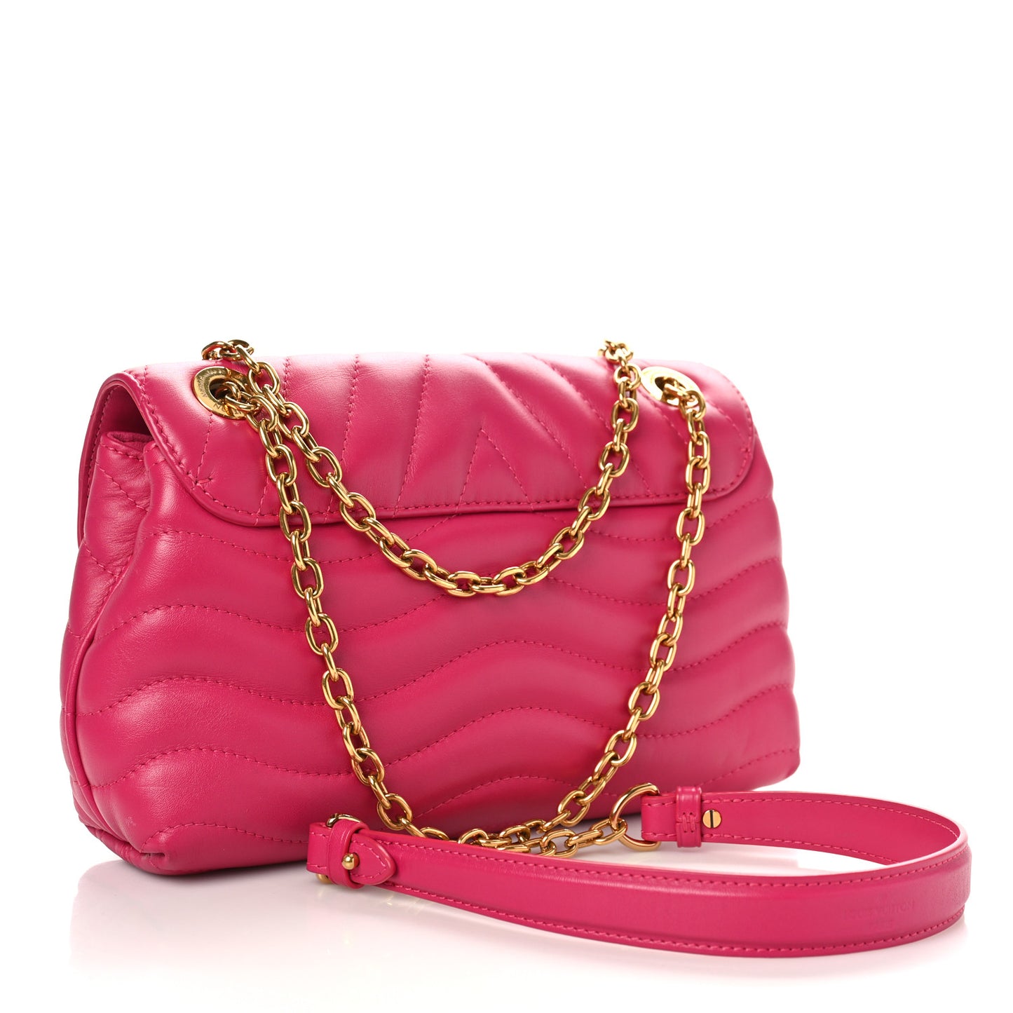 Calfskin LV New Wave Chain Bag Rose Freesia