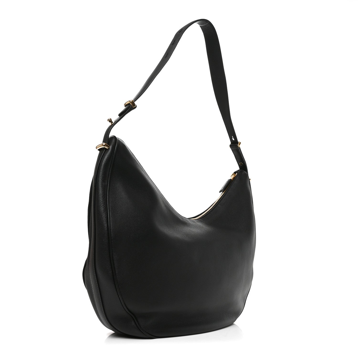 Prada Vitello Daino Medium Arque Shoulder Bag Black 2 of 8