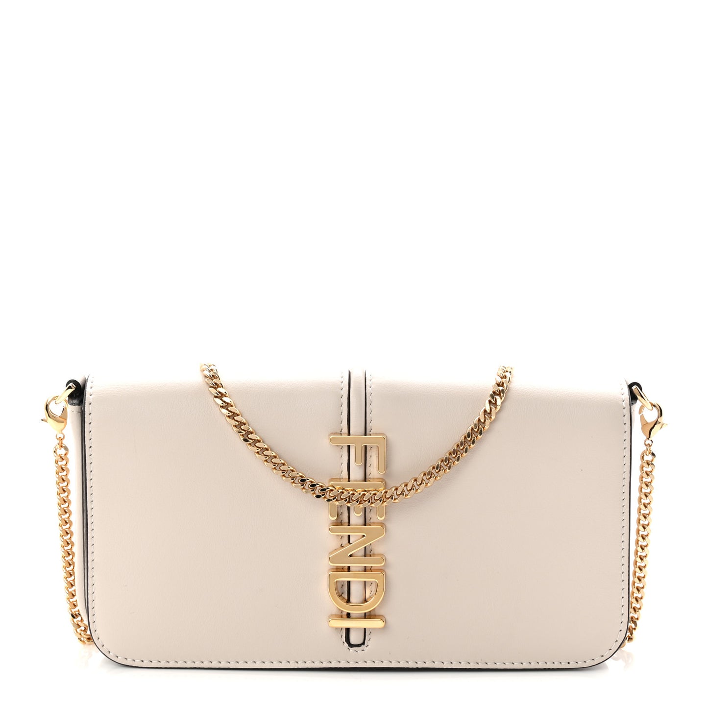 Vitello Grace Matte Fendigraphy Wallet on Chain Latte