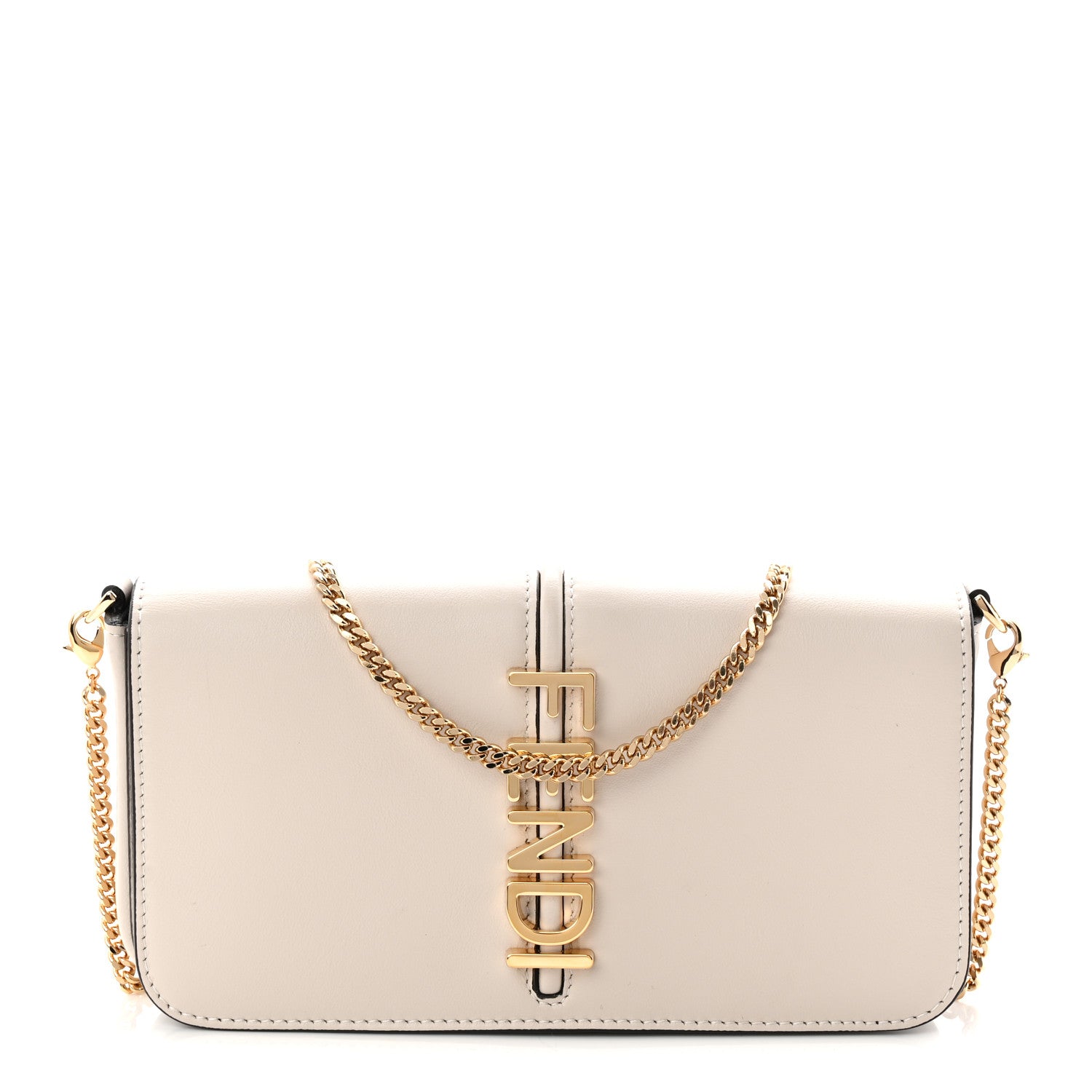 Fendi Vitello Grace Matte Fendigraphy Wallet on Chain Latte 1 of 10