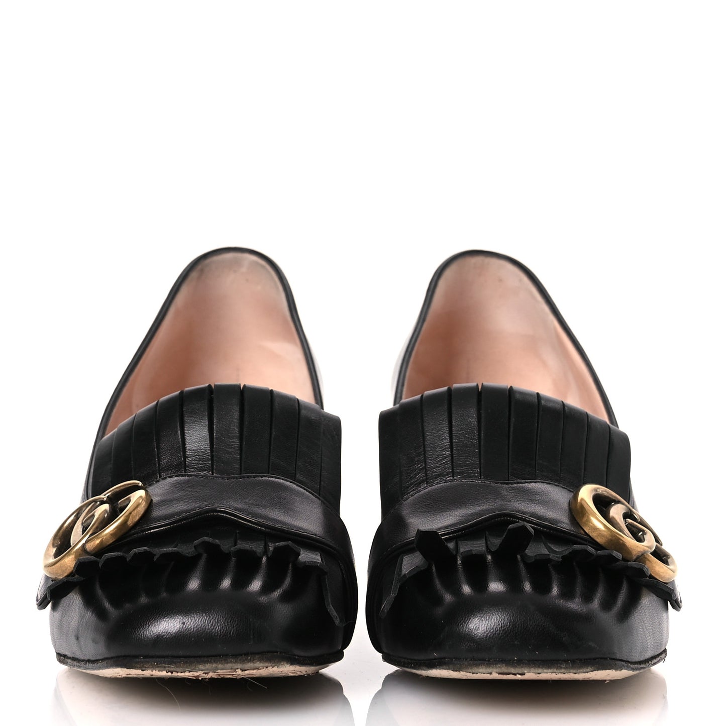 Malaga Kid GG Marmont Fringe 50mm Loafer Pumps 39.5 Black