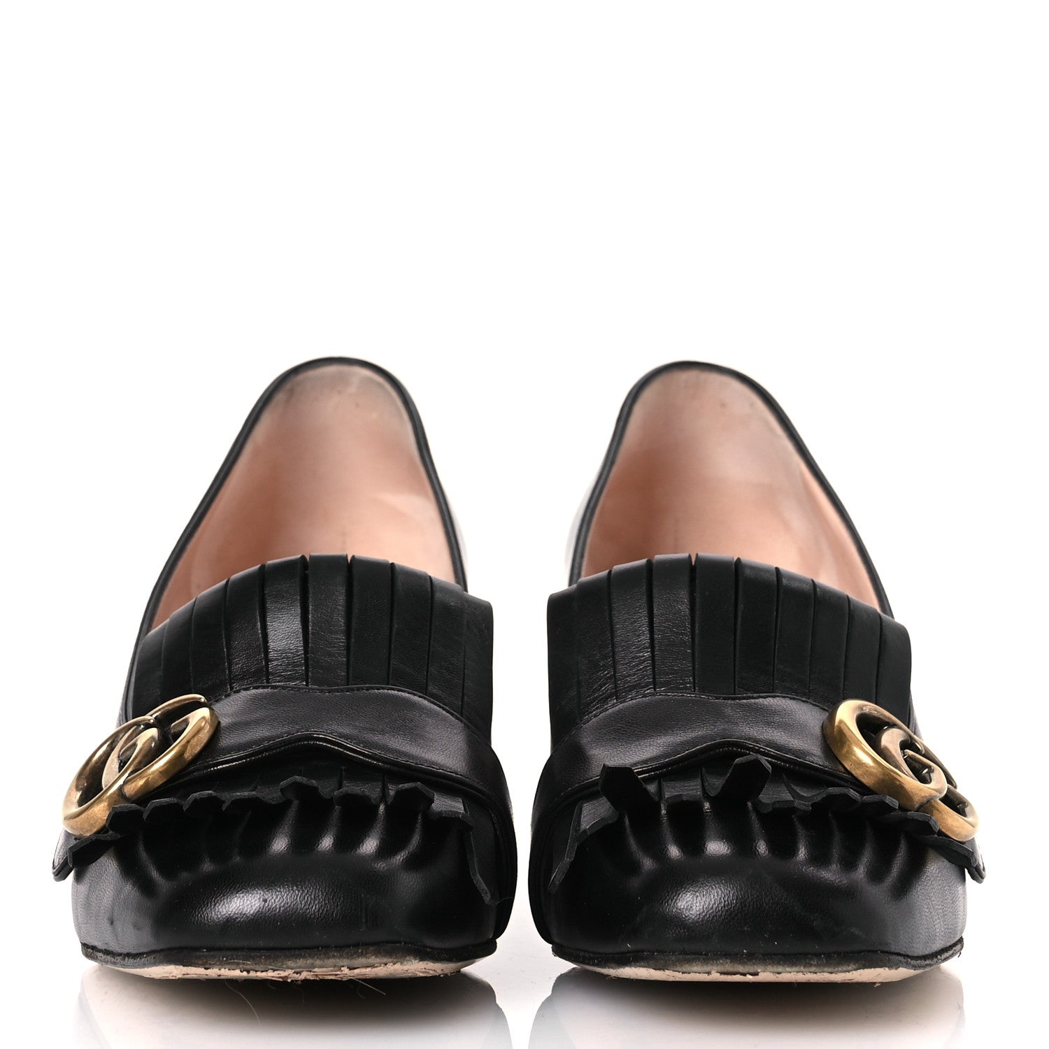 Gucci Malaga Kid GG Marmont Fringe 50mm Loafer Pumps 39.5 Black 3 of 14