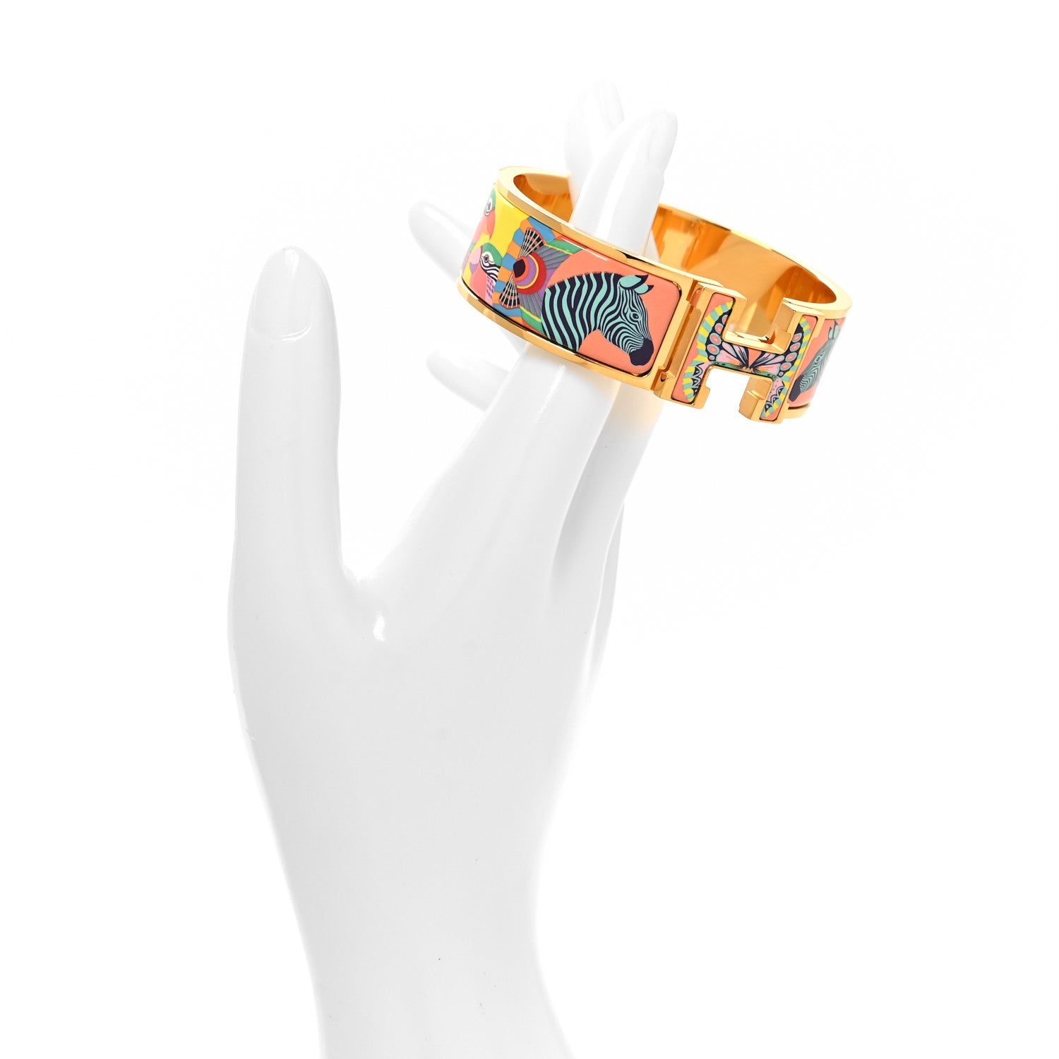 Hermes Enamel Wide Printed Ballons et Cocardes Clic Clac Bracelet GM Tropique 2 of 4