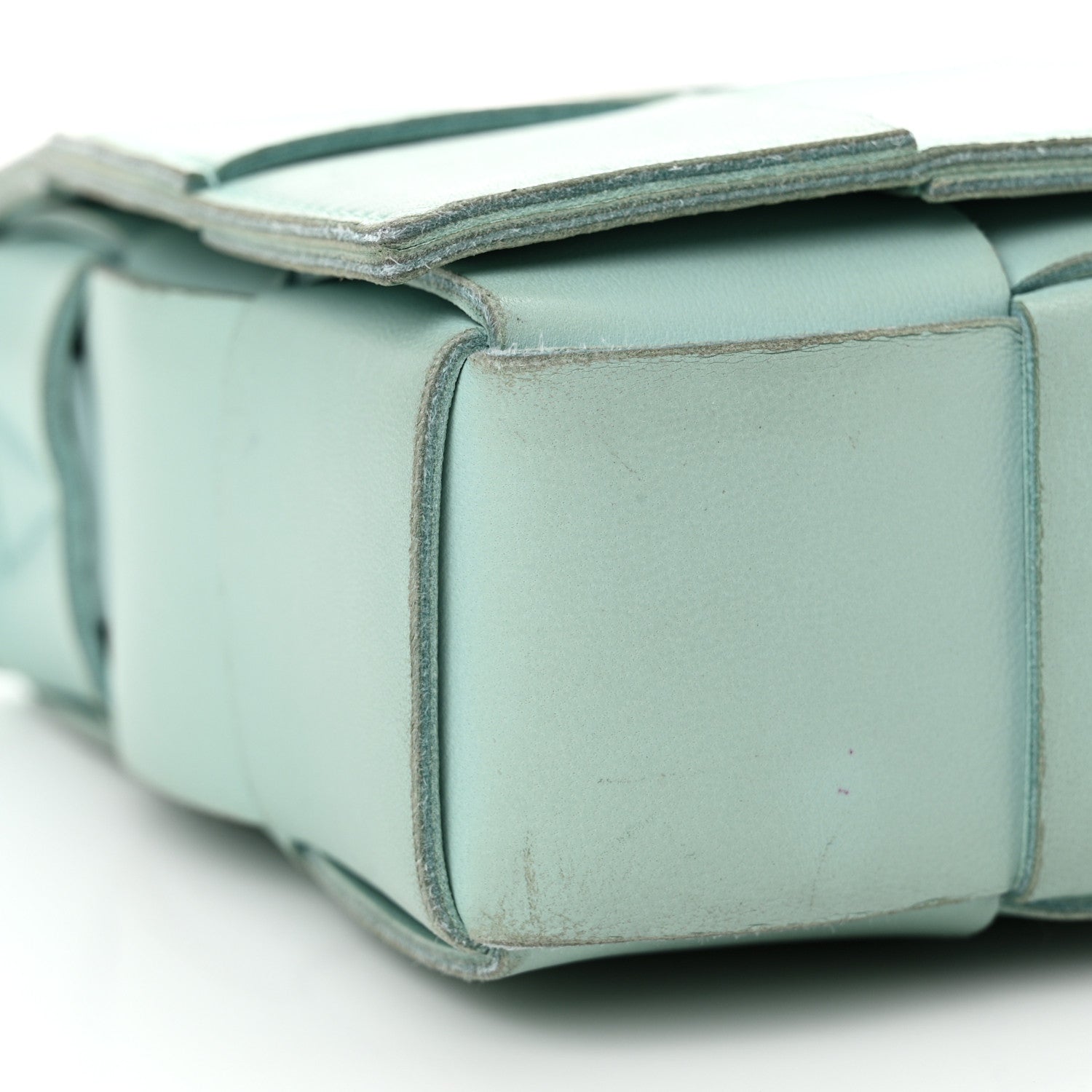 Bottega Veneta Lambskin Maxi Intreccio Cassette Bag Teal Washed 8 of 14