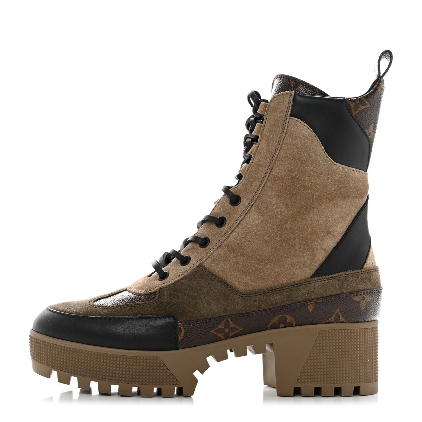 Suede Calfskin Monogram Laureate Platform Desert Boots 40 Taupe