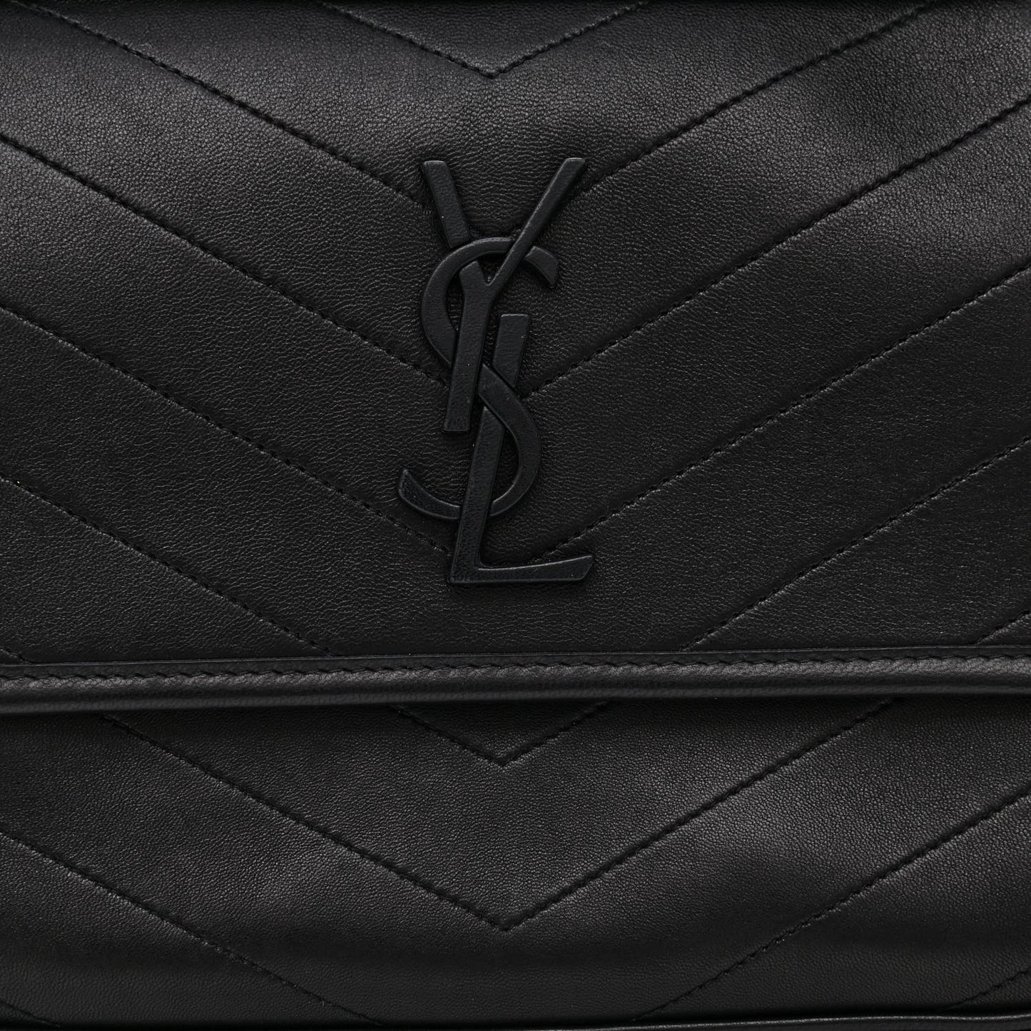 Lambskin Matelasse Monogram Medium Niki Chain Satchel Black