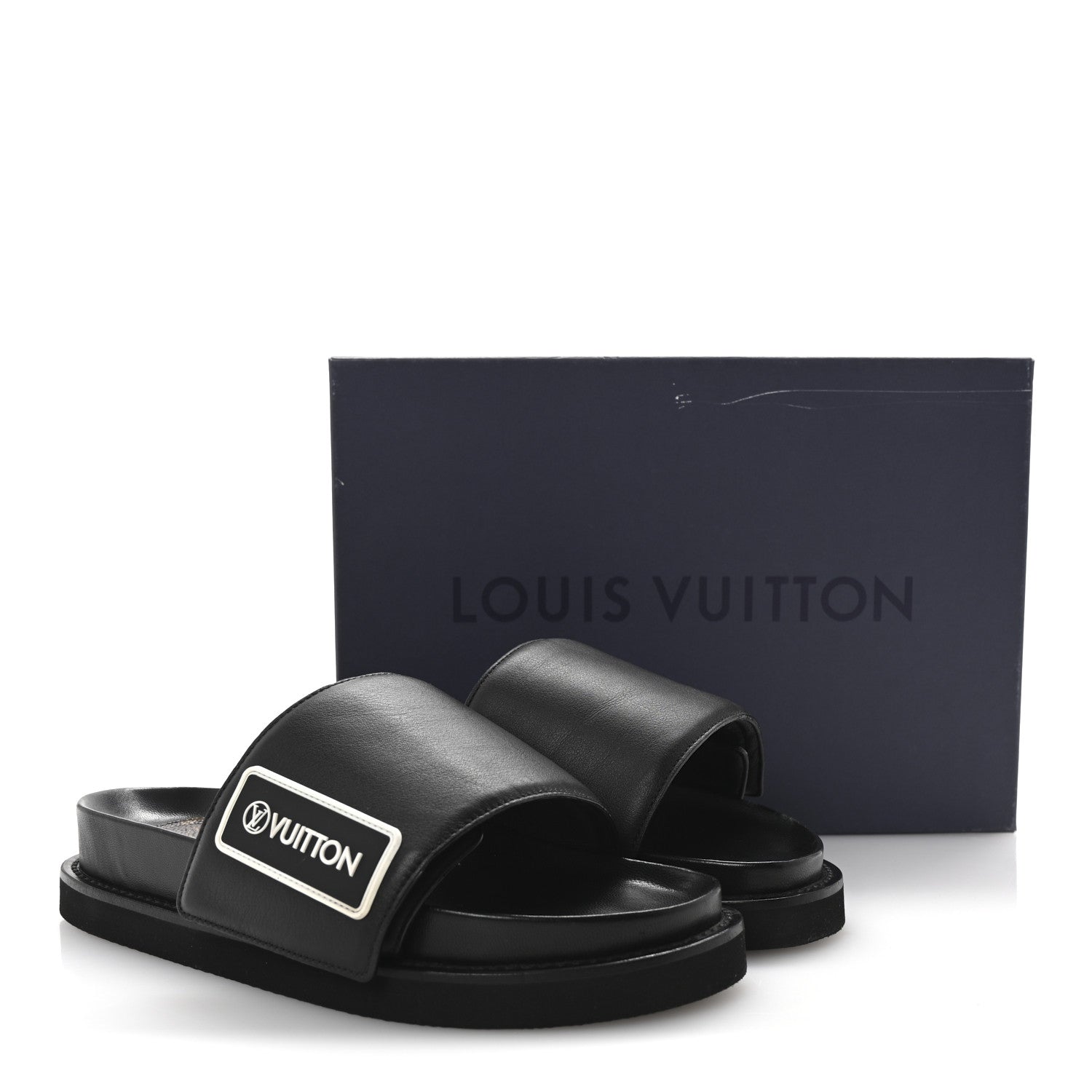 Louis Vuitton Calfskin Womens Pool Pillow Sunset Mules 38 Black 9 of 9