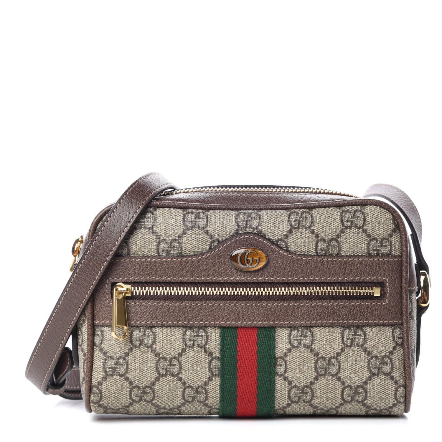Gucci GG Supreme Monogram Web Mini Ophidia Shoulder Bag Brown 1 of 10