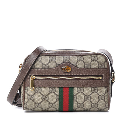 Gucci GG Supreme Monogram Web Mini Ophidia Shoulder Bag Brown 1 of 10