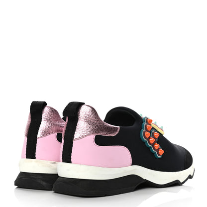 Fendi Neoprene Fun Fair Studded Scuba Sneakers 38 Blue 3 of 4