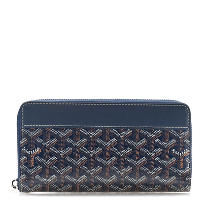 Goyard Goyardine Matignon Zip Around GM Wallet Navy 1 of 10