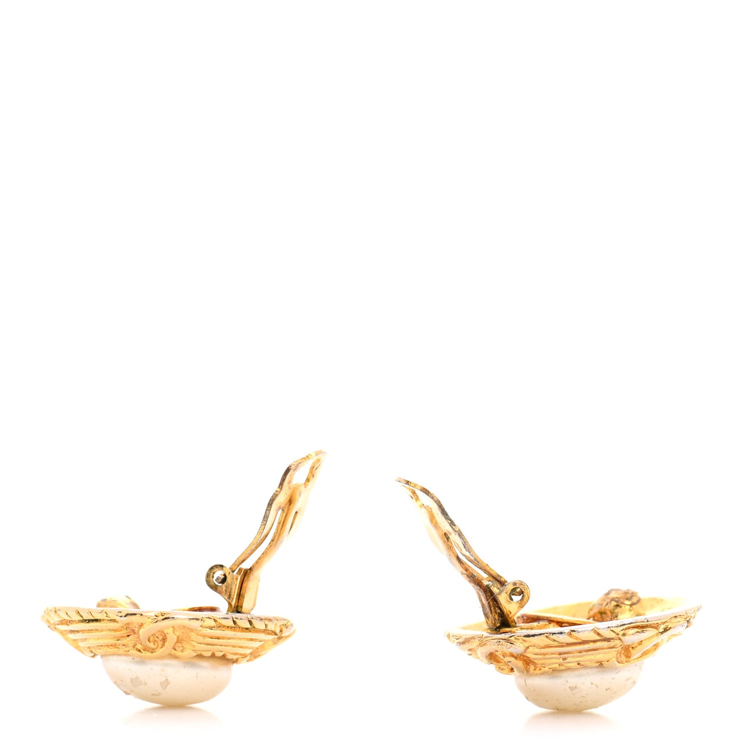 Chanel Pearl Clip On Earrings Gold 4 of 7