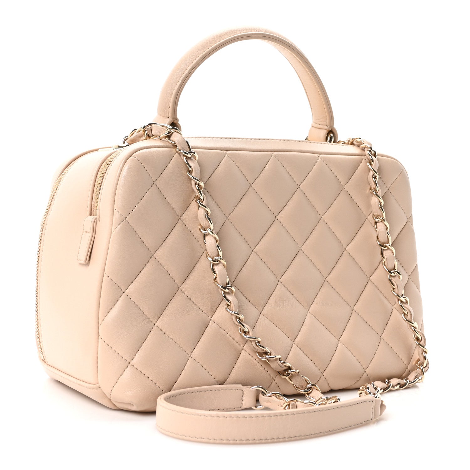 Chanel Lambskin Quilted Medium Trendy CC Bowling Bag Beige 3 of 10
