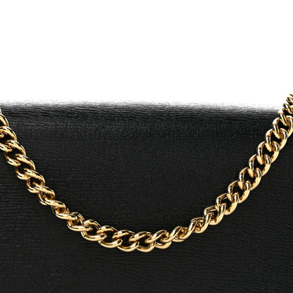 Gucci Textured Calfskin Script Logo Wallet On Chain Black 6 of 10