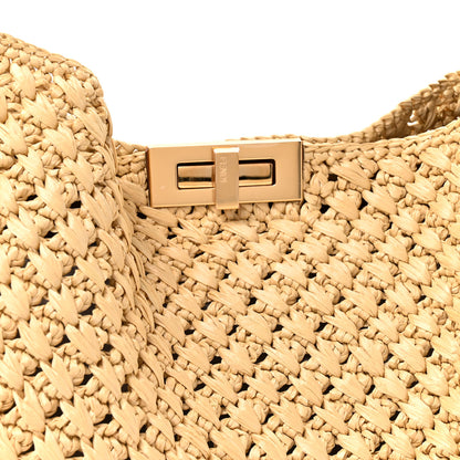 Fendi Raffia Effect Woven Large Fendi Way Tote Beige 8 of 10