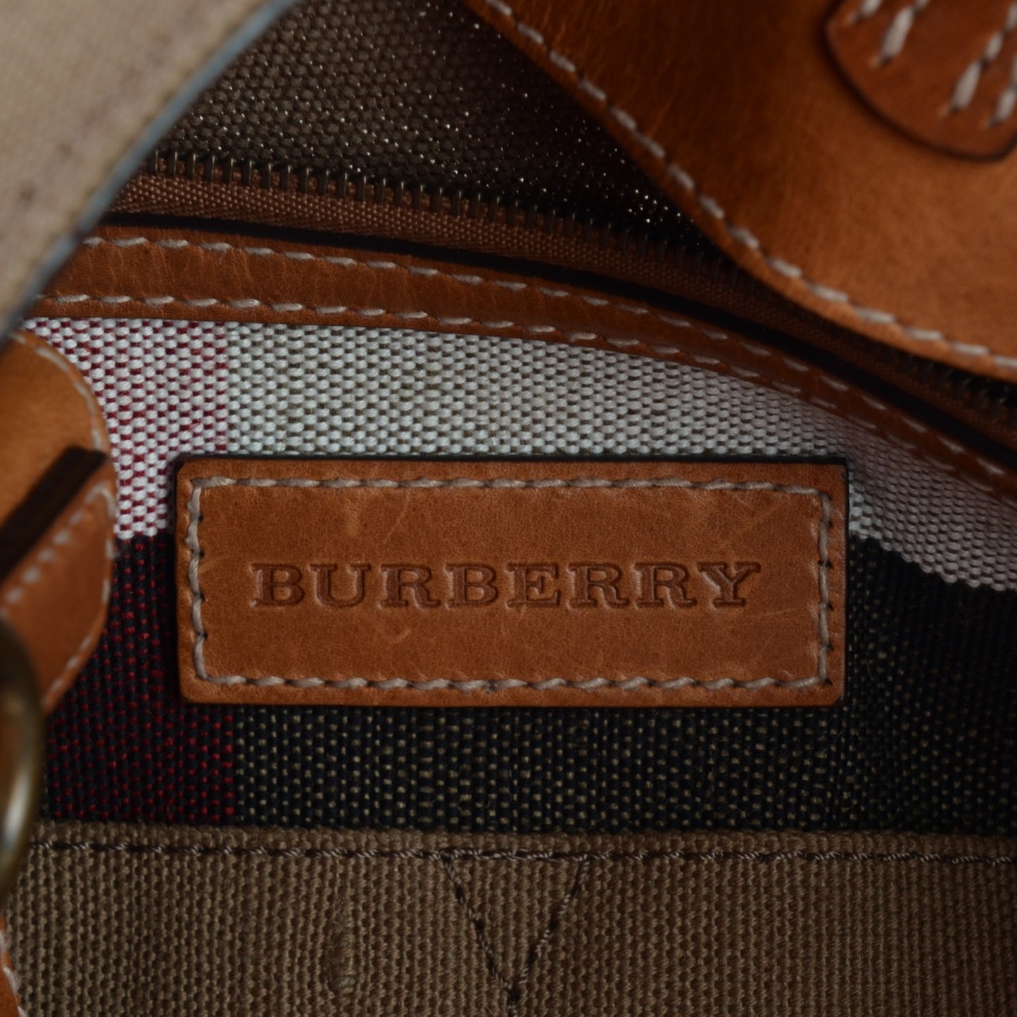 Canvas Mega Check Medium Susanna Hobo Saddle Brown