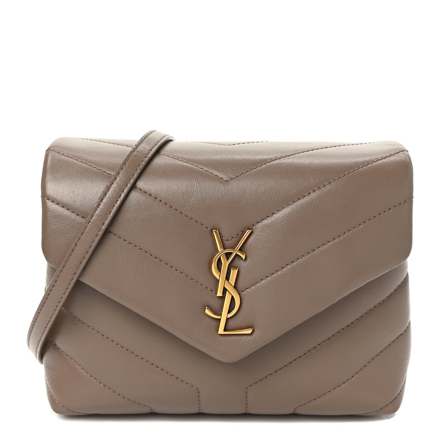 Calfskin Y Quilted Monogram Toy Loulou Crossbody Bag Taupe