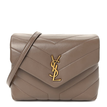 Saint Laurent Calfskin Y Quilted Monogram Toy Loulou Crossbody Bag Taupe 1 of 9