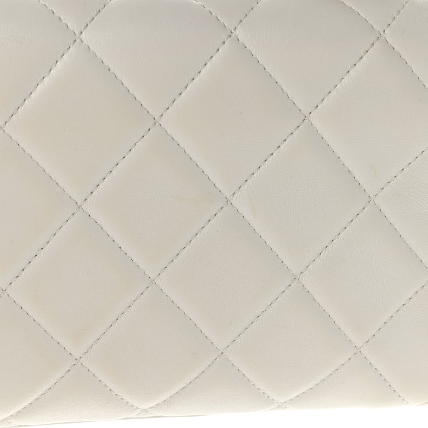 Lambskin Quilted Small CC Crystal Logo Chain Flap White